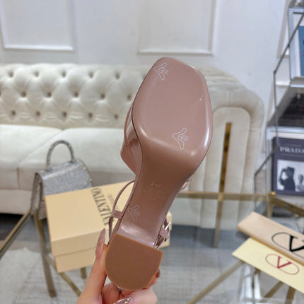 VALENTINO 26S PLATFORM SANDALS 110 MM IN NUDE GLOSSY CALFSKIN