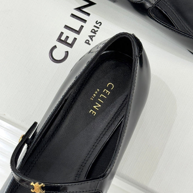 CELINE 26S MARY JANE SHOES IN BLACK LAMBSKIN