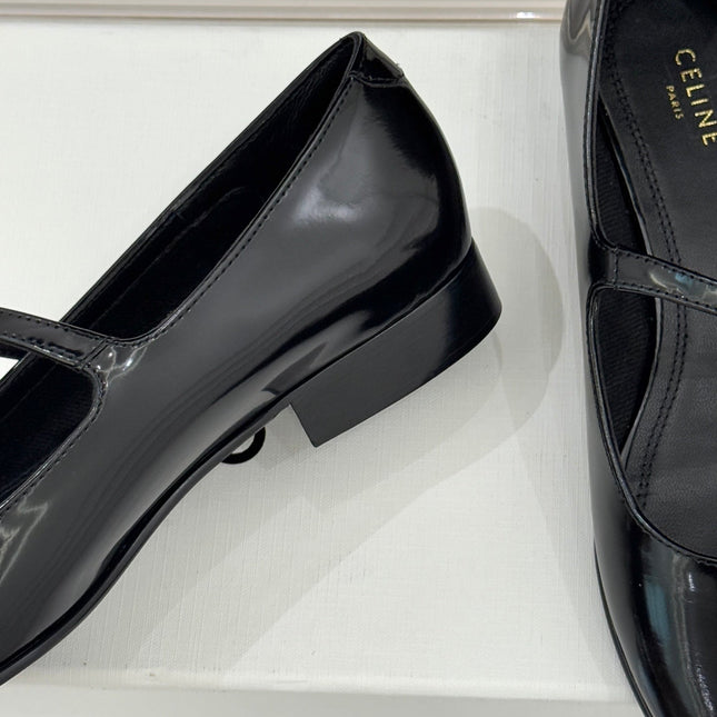 CELINE 26S MARY JANE SHOES IN BLACK LAMBSKIN