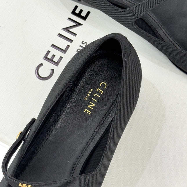 CELINE 26S MARY JANE SHOES IN BLACK FABRIC