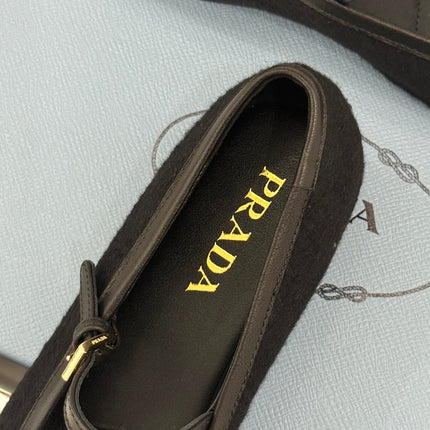 PRADA 26S MARY JANE  FLATS IN BLACK FELTED FABRIC