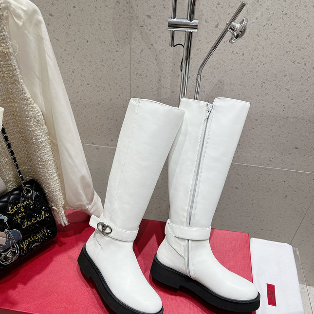 VALENTINO 25S KNEE-HIGH BOOTS IN WHITE CALFSKIN STYLE 9