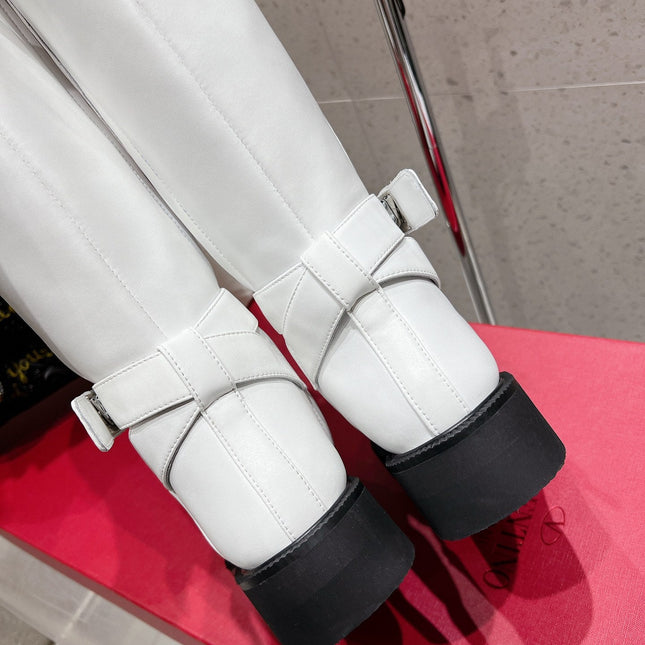 VALENTINO 25S KNEE-HIGH BOOTS IN WHITE CALFSKIN STYLE 9
