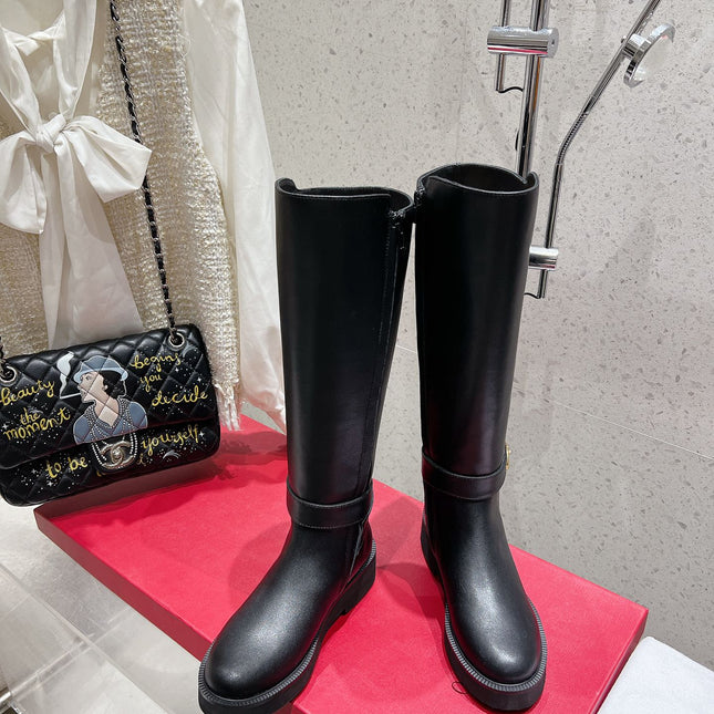 VALENTINO 25S KNEE-HIGH BOOTS IN BLACK CALFSKIN STYLE 7