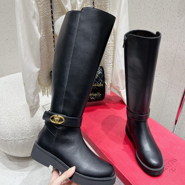 VALENTINO 25S KNEE-HIGH BOOTS IN BLACK CALFSKIN STYLE 7