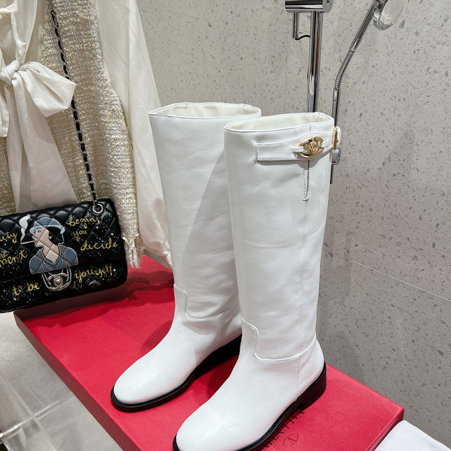 VALENTINO 25S KNEE-HIGH BOOTS IN WHITE CALFSKIN STYLE 6