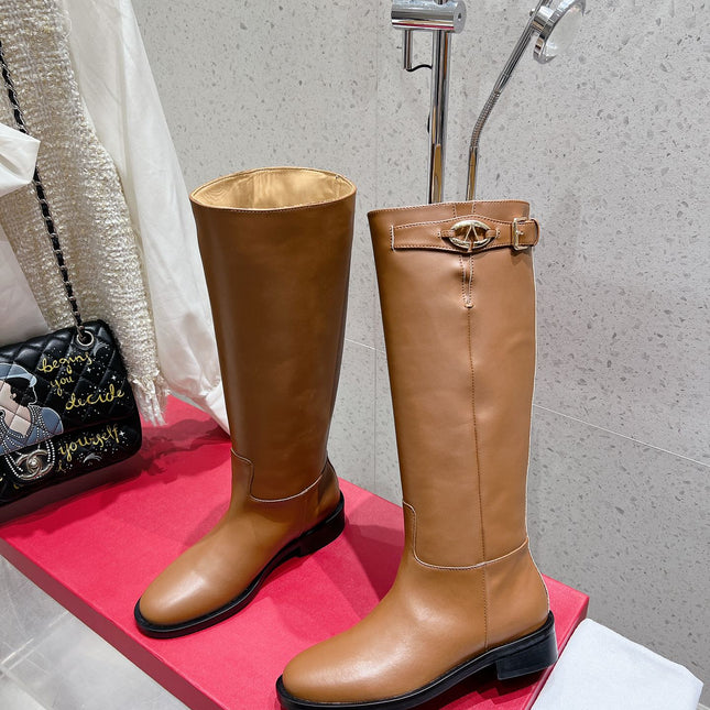 VALENTINO 25S KNEE-HIGH BOOTS IN BROWN CALFSKIN STYLE 5