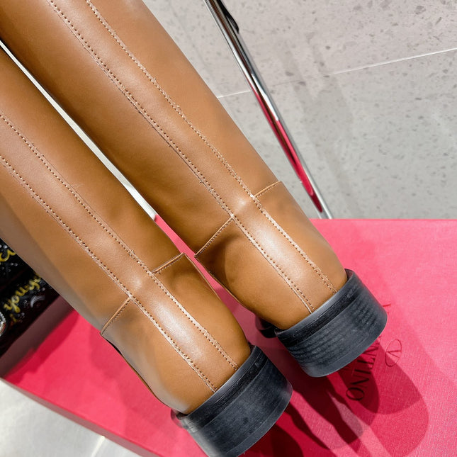 VALENTINO 25S KNEE-HIGH BOOTS IN BROWN CALFSKIN STYLE 5