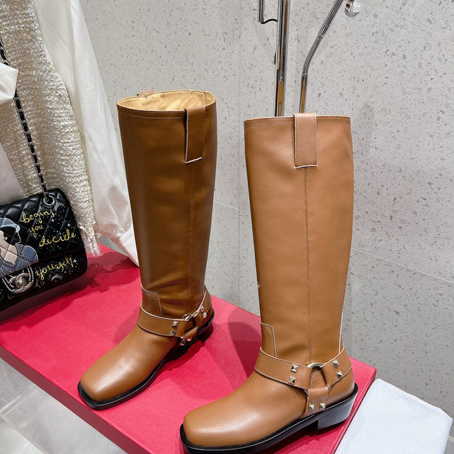 VALENTINO 25S KNEE-HIGH BOOTS IN BROWN CALFSKIN STYLE 2
