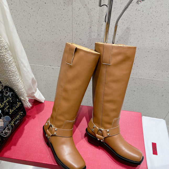 VALENTINO 25S KNEE-HIGH BOOTS IN BROWN CALFSKIN STYLE 2