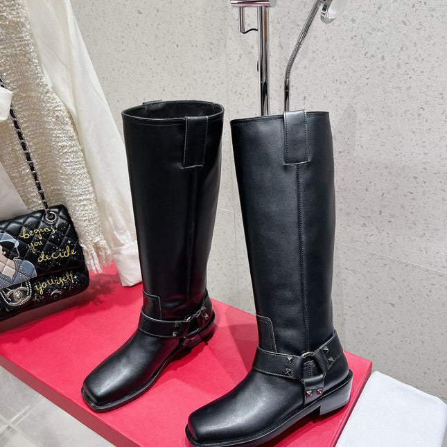 VALENTINO 25S KNEE-HIGH BOOTS IN BLACK CALFSKIN STYLE 1