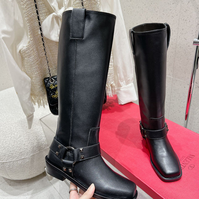 VALENTINO 25S KNEE-HIGH BOOTS IN BLACK CALFSKIN STYLE 1