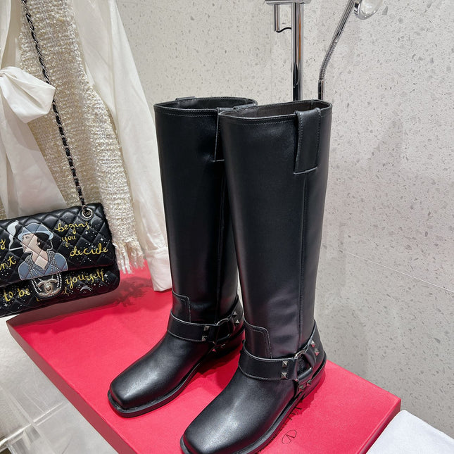 VALENTINO 25S KNEE-HIGH BOOTS IN BLACK CALFSKIN STYLE 1