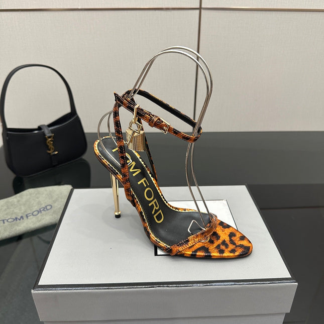TOM FORD 26S HEELED SANDALS 100 MM IN LEOPARD PRINT CALFSKIN STYLE 4
