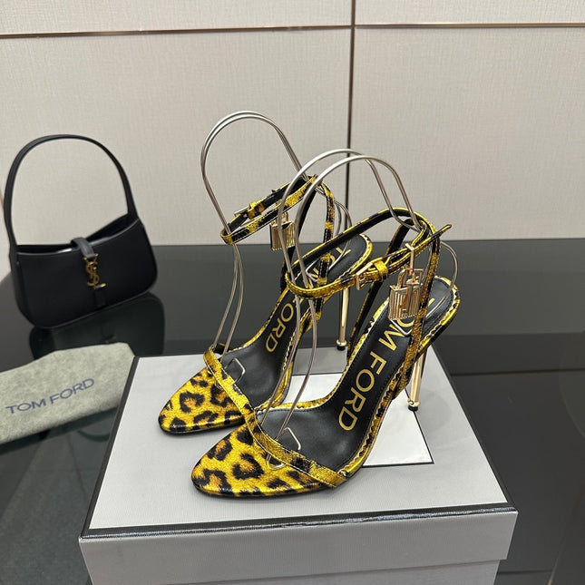 TOM FORD 26S HEELED SANDALS 100 MM IN LEOPARD PRINT CALFSKIN STYLE 3