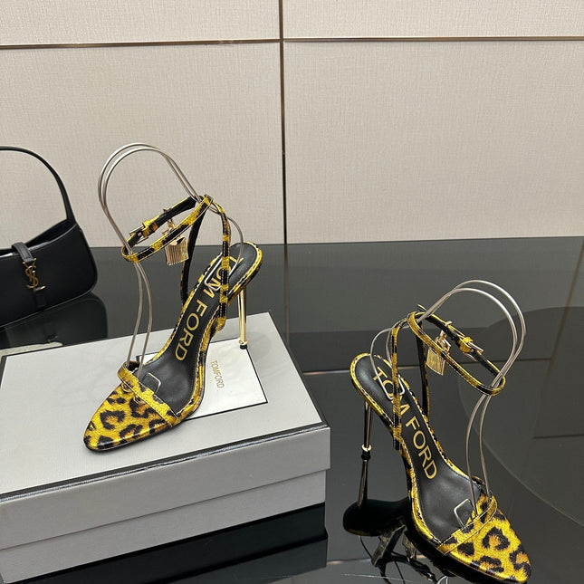 TOM FORD 26S HEELED SANDALS 100 MM IN LEOPARD PRINT CALFSKIN STYLE 3