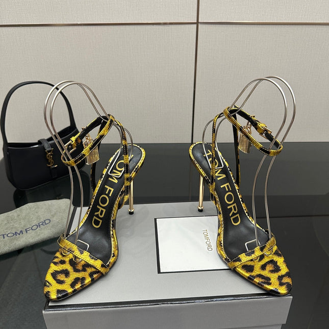 TOM FORD 26S HEELED SANDALS 100 MM IN LEOPARD PRINT CALFSKIN STYLE 3