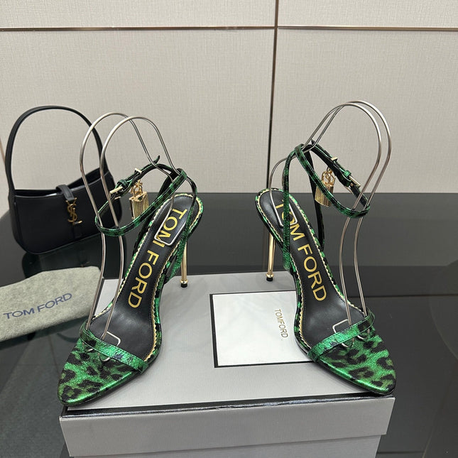 TOM FORD 26S HEELED SANDALS 100 MM IN LEOPARD PRINT CALFSKIN STYLE 2