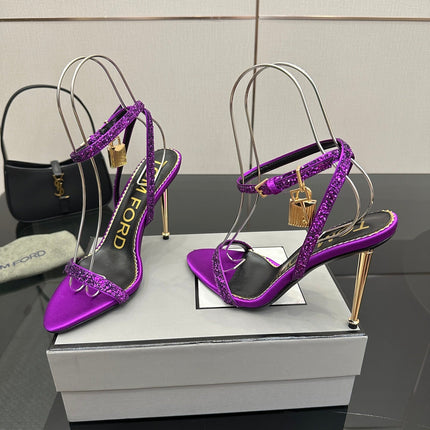TOM FORD 26S HEELED SANDALS 100 MM IN PURPLE CALFSKIN