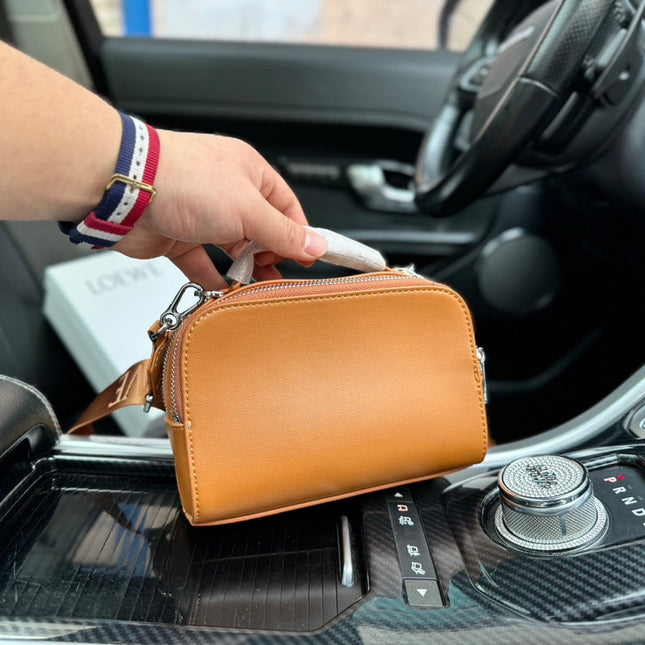LOE MINI 18 CAMERA CROSS BODY BAG IN WARM DESERT CALFSKIN