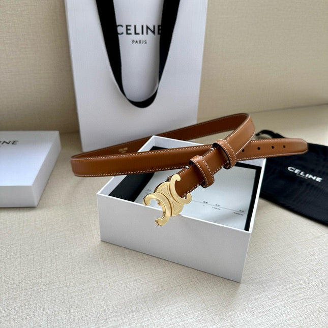 CELINE 25S BELT TRIOMPHE TAURILLON 25MM IN CARAMEL CALFSKIN 557500