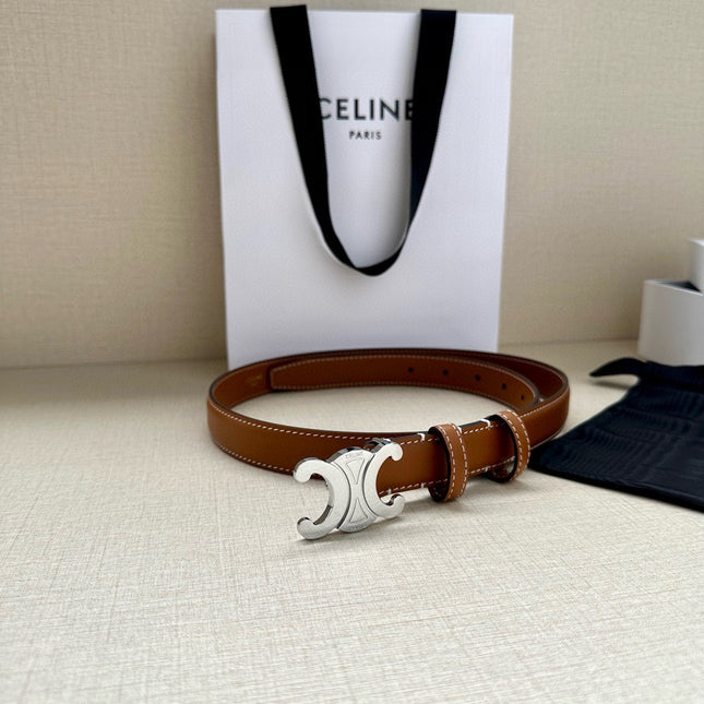 CELINE 25S BELT TRIOMPHE TAURILLON 25MM IN CARAMEL CALFSKIN 557501