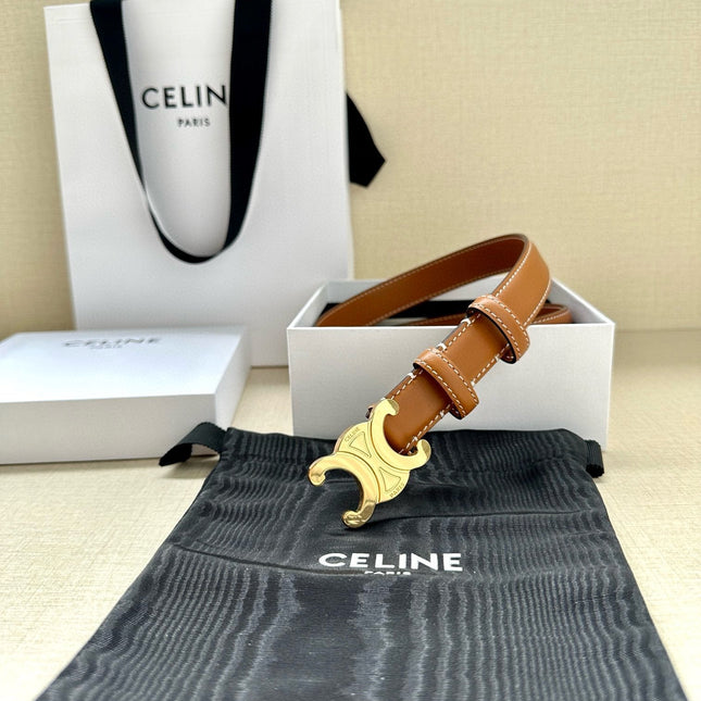 CELINE 25S BELT TRIOMPHE TAURILLON 25MM IN CARAMEL CALFSKIN 557502