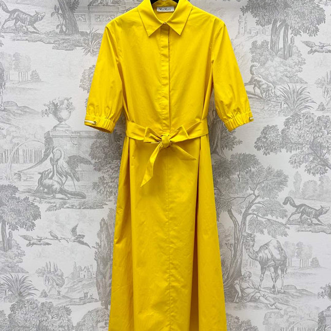 MAX MARA BELTED DRESS WITH LAPEL COLLAR 267812