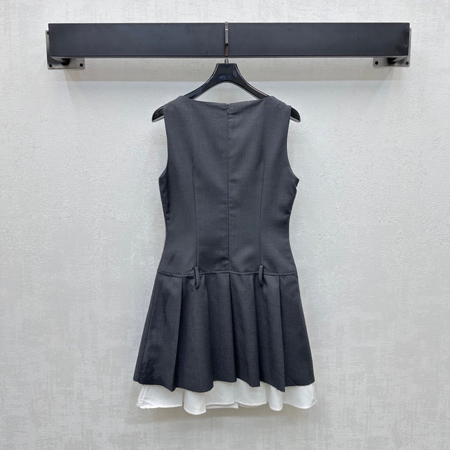 MIU 25S PLEATED VEST DRESS IN ACETATE 264605