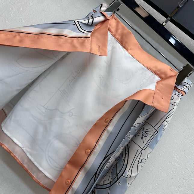 HERMES 26S SILK MIDI SKIRT 586