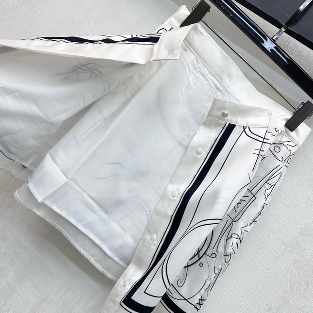 HERMES 26S SILK MIDI SKIRT 583