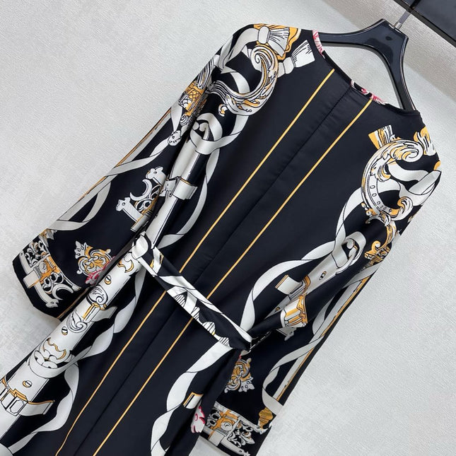 HERMES 26S PRINTED SILK DRESS 489