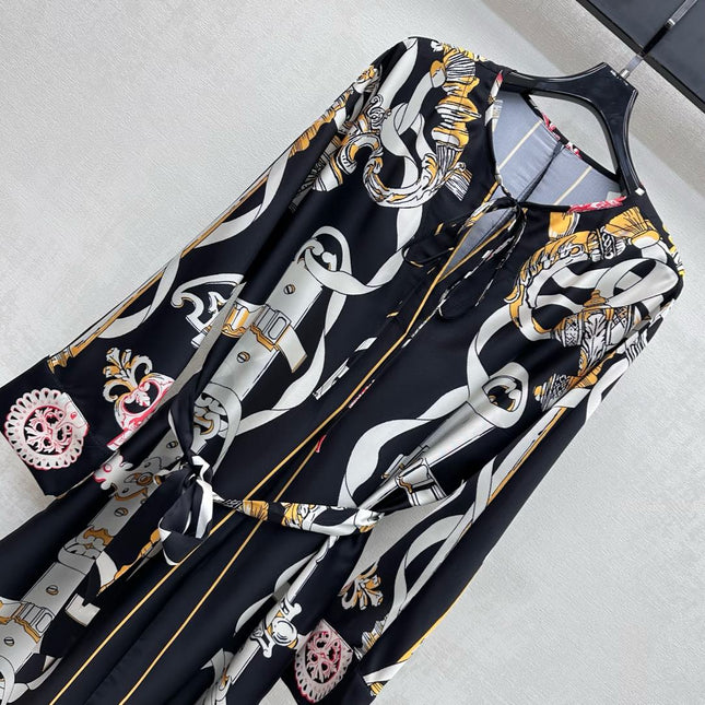 HERMES 26S PRINTED SILK DRESS 489