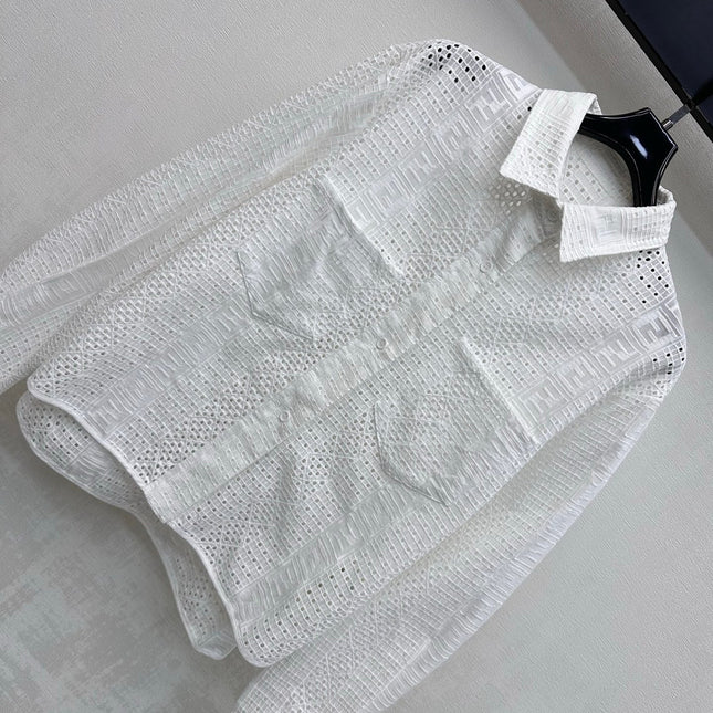 FENDI 26S SHIRT AND LACE SHORTS SET 366