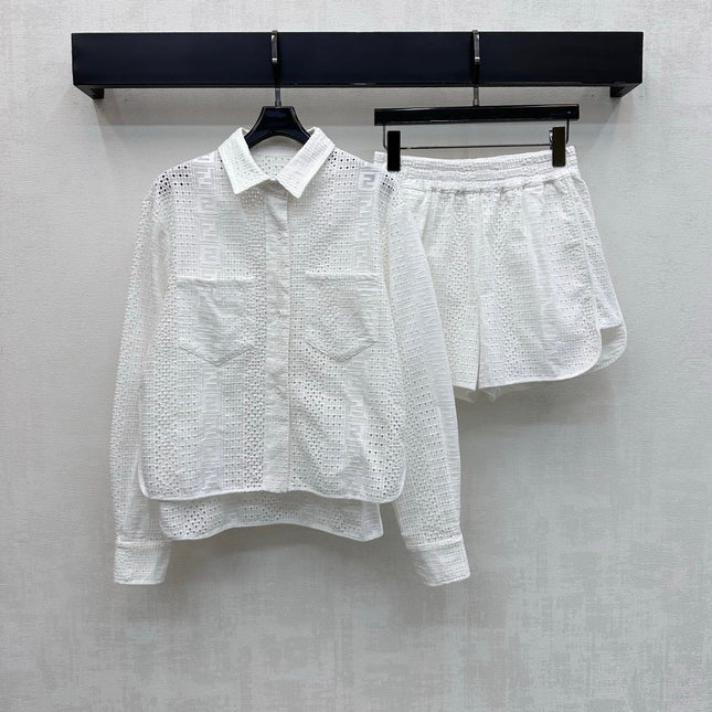 FENDI 26S SHIRT AND LACE SHORTS SET 366