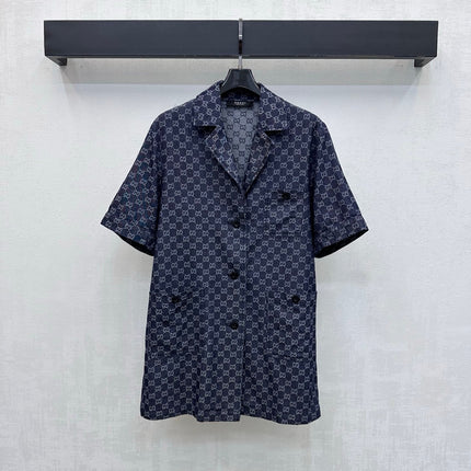 GUCCI 26S SHORT-SLEEVE MONOGRAM SHIRT 394