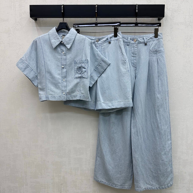 CHANEL 26S SHORT-SLEEVE DENIM SHIRT 1434