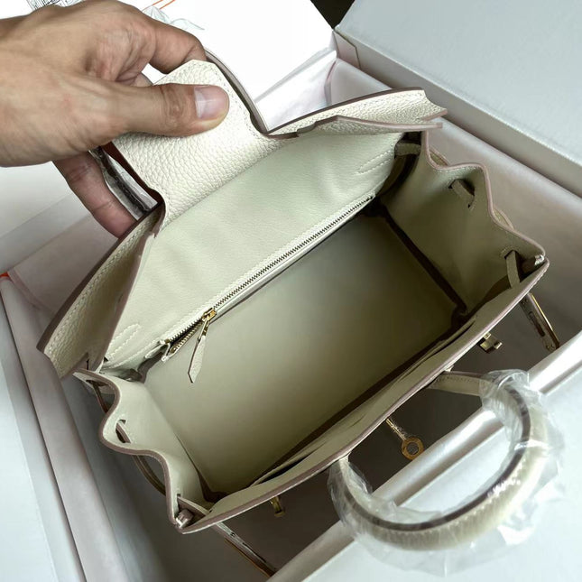 BIRKIN 25 BAG IN WHITE CREAM CALFSKIN WITH COLORFUL STICKER