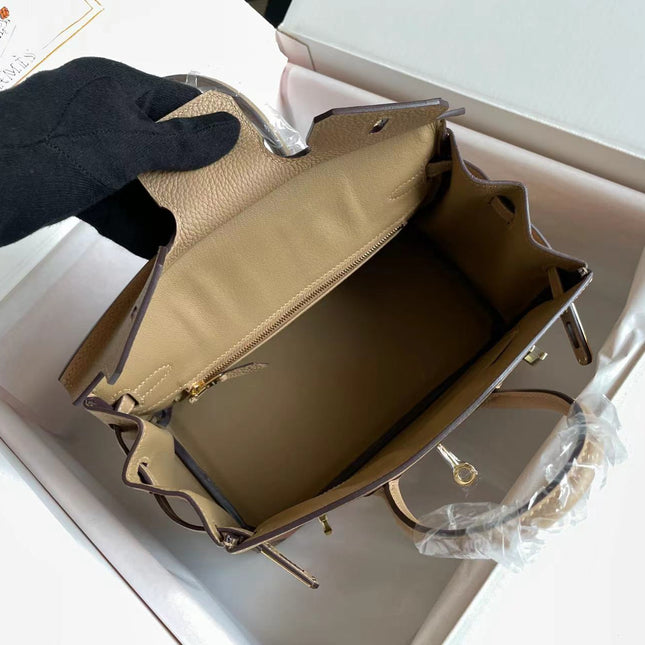 BIRKIN 25 BAG IN PEANUT BROWN CALFSKIN WITH COLORFUL STICKER
