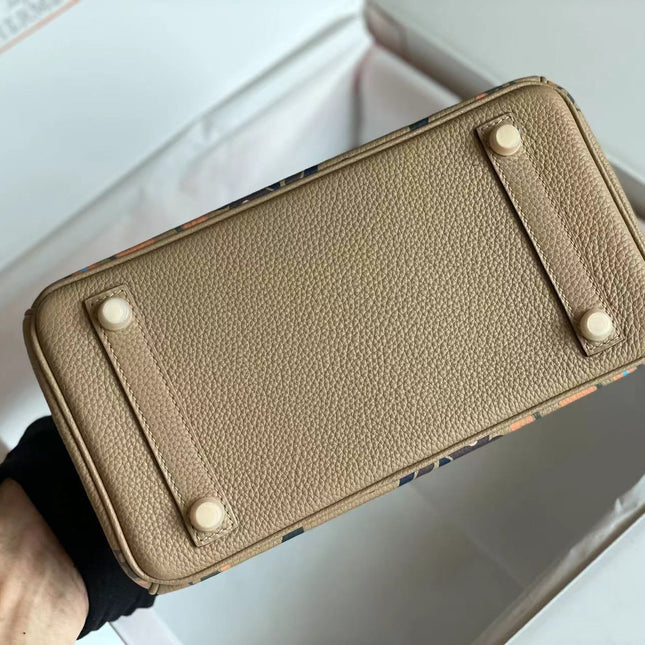 BIRKIN 25 BAG IN PEANUT BROWN CALFSKIN WITH COLORFUL STICKER