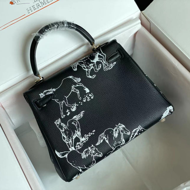 BIRKIN 25 BAG IN BLACK CALFSKIN WITH WHITE STICKER