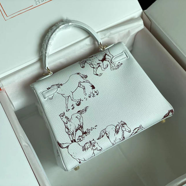 BIRKIN 25 BAG IN WHITE CALFSKIN WITH COLORFUL STICKER 228763
