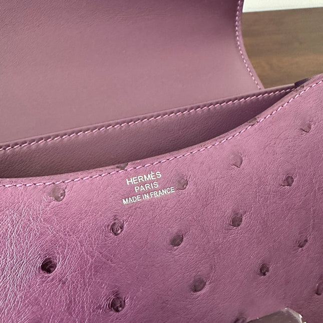 CONSTANCE 18 PURPLE OSTRICH SILVER HARDWARE