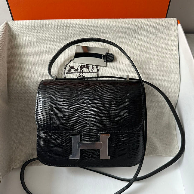 CONSTANCE 18 BLACK LIZARD SILVER HARDWARE