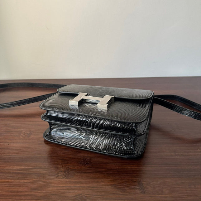 CONSTANCE 18 BLACK LIZARD SILVER HARDWARE