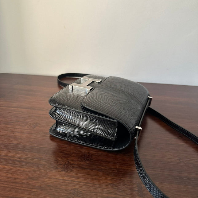 CONSTANCE 18 BLACK LIZARD SILVER HARDWARE