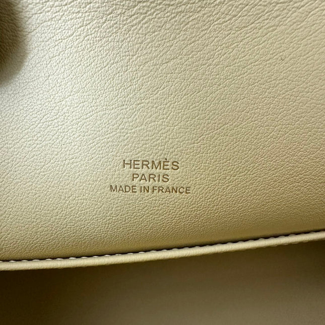 HM KELLY POCHETTE 22 IN LIGHT YELLOW SWIFT LEATHER GOLD HARDWARE