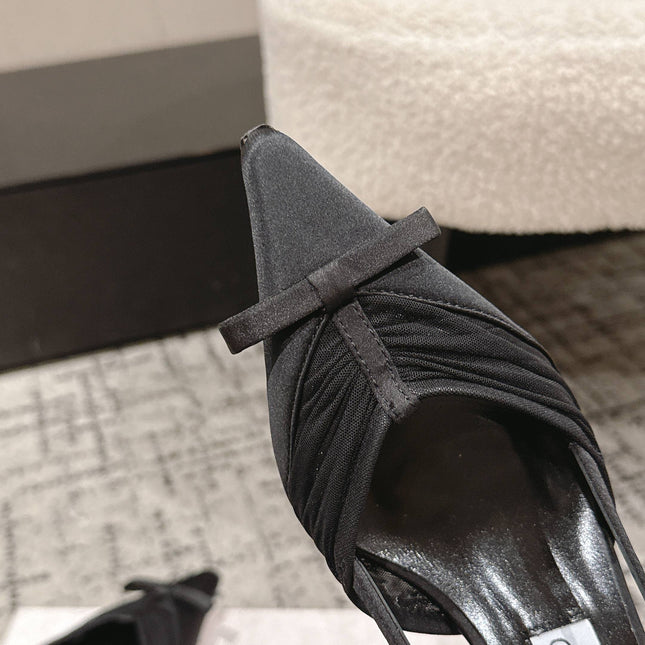 JIMMY CHOO 26S SLINGBACK HEELS 65 MM IN BLACK FABRIC