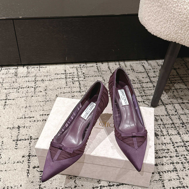 JIMMY CHOO 26S POINTED-TOE HIGH HEELS 65 MM IN DEEP PURPLE FABRIC