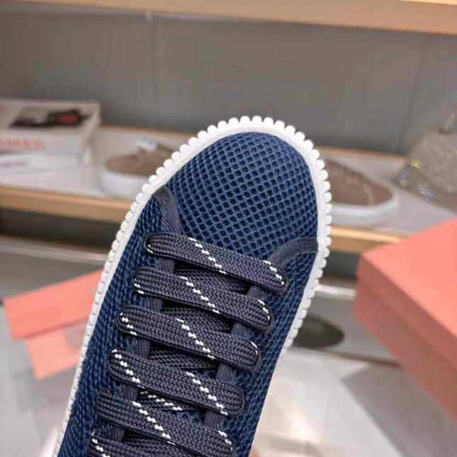 MIUMIU 26S SNEAKER 45MM IN NAVY BLUE MESH FABRIC